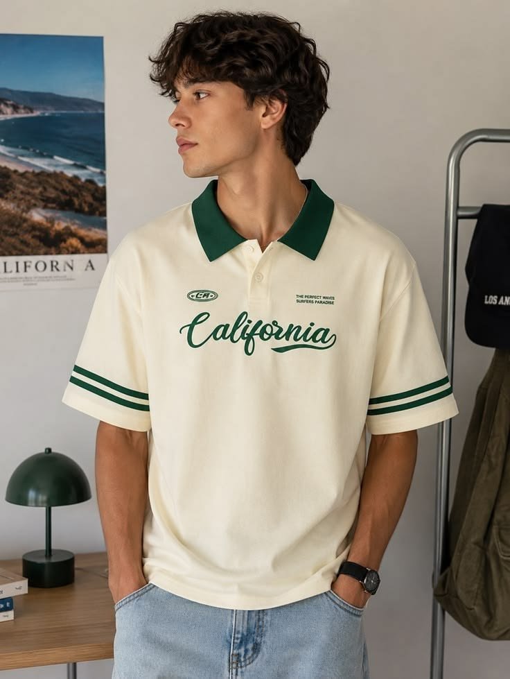 Men's California green polo t-shirt