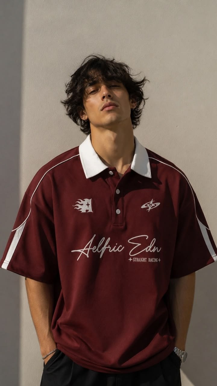 Men's maroon casual polo t-shirt